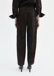 Curved Trouser in Suede - Chocolate - CO Collections